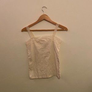 Bill Blass Off White Tank Top with Lace Collar and Straps; S